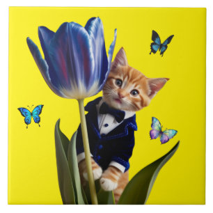 Tabby Tulip Azulejo Decorativo
