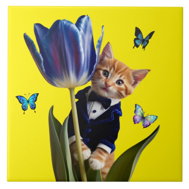 Tabby Tulip Azulejo Decorativo (Frente)