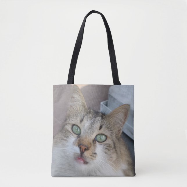 Tabby White Cat Tote Bag (Frente)