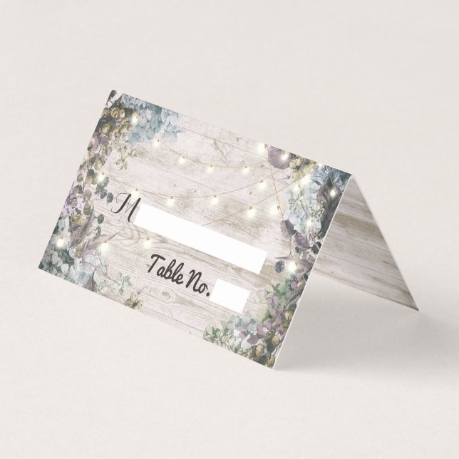 Tabela Local de Casamento Número Chic Floral Wood  (Frente)