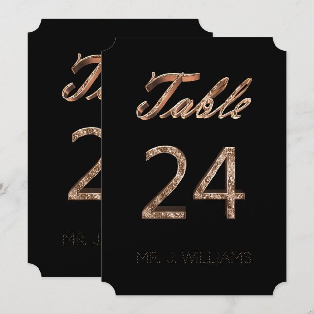 Tabela número 24 Cartão de Escolta Elegante Dourad (Frente/Verso)