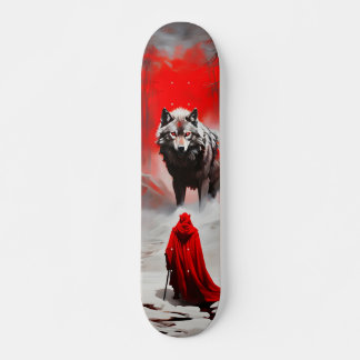 Tabla de Skate Cazador Frente a Lobo en la Nieve