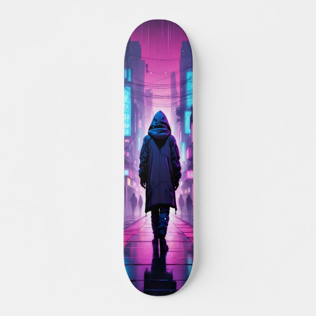 Tabla de Skate Figura de Espalda Encapuchada (Frente)