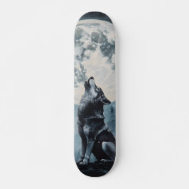Tabla de Skate Lobo Aullando a la Luz de la Luna
