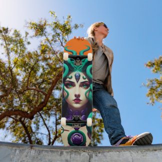 Tabla de Skate Mitológica Mujer Serpiente