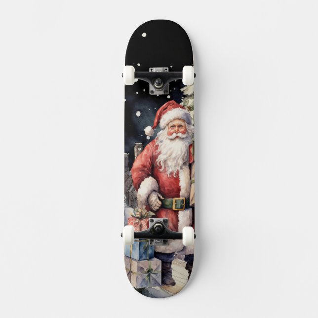 Tabla de Skate Santa Claus con Regalos (Frente)