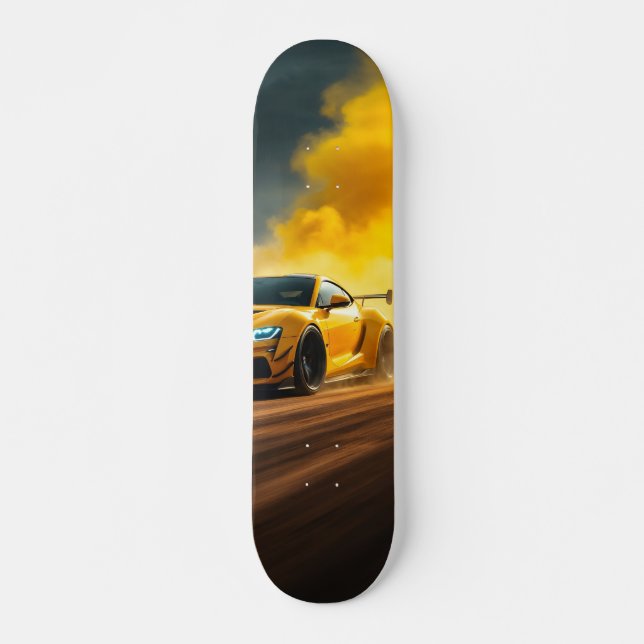 Tabla de Skate Supercoche Amarillo Corriendo (Frente)