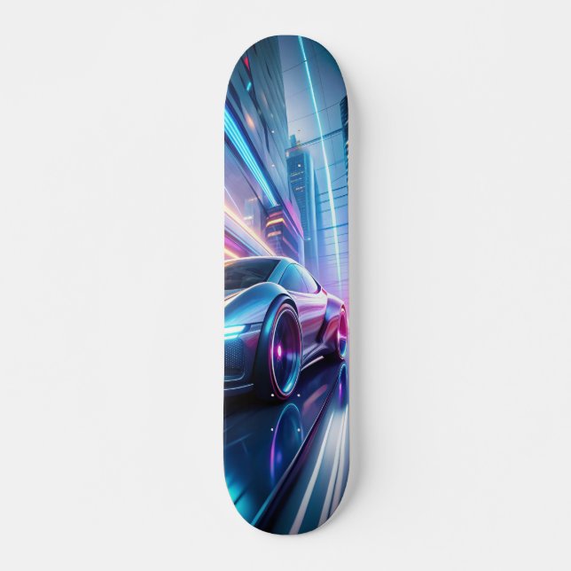 Tabla de Skate Vehículo en una Ciudad Futurista (Frente)