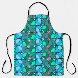 Tablier imprimé seventies bleu