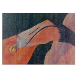 Tábua De Cortar 11" x 8" o conselho de corte de vidro do flamingo