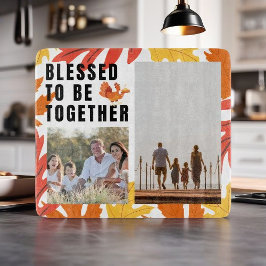 Tabua De Cortar Abençoado por estarem juntos - Foto personalizada 