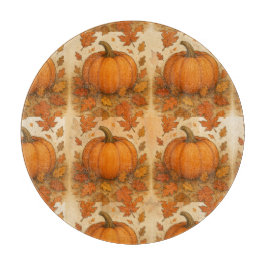 Tabua De Cortar Abóbora de outono de ouro e Folhas de outono