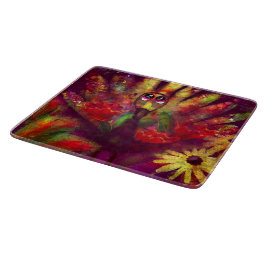 Tabua De Cortar Abstrato de Whimsso Turquia Amarelo Vermelho Flora