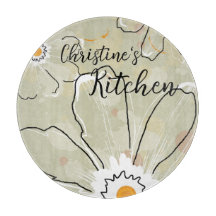 Abstrato Flores Adicione um Nome de Vidro de 12"