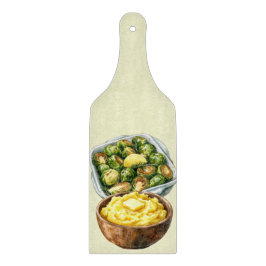 TABUA DE CORTAR AGRADECENDO AOS BRUXELOS E ÀS BATATAS MASHADAS