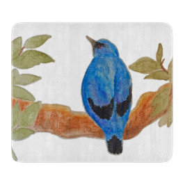 Tabua De Cortar Artística - Cor da Água - Bird Azul - Camarão-Caco