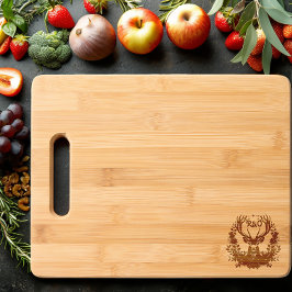 Tábua De Cortar Bambu Estampado com Cabeça de Stag Floral