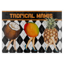 Cartoon Tropical Frutas Damas de Preto e Branco