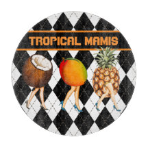 Cartoon Tropical Frutas Damas de Preto e Branco