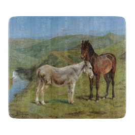 Tabua De Cortar Cavalos de Cinza clara num campo (Equine Fazenda A