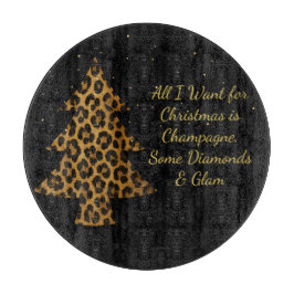 Tabua De Cortar Chic Holiday Leopard Tree Design