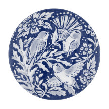 Cobalt Blue White Bird Thiste Rustic Chinoiserie