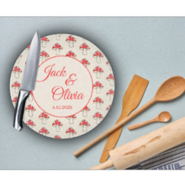 Tabua De Cortar Cogumelos Fofo Retro Kawaii Nome do Casal Personal