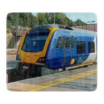 Comboio azul e amarelo