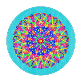 Tabua De Cortar Conselho Cortante de Mandala Amarelo Boho Azul Cor