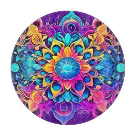 Tabua De Cortar Design Psychedelic Mandala