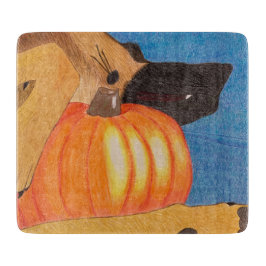 Tabua De Cortar Dog paws and pumpkin cutting board