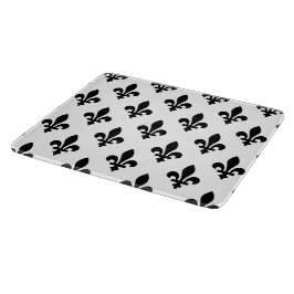 Tabua De Cortar Fleur de Lis Pattern, Royal French, preto em branc