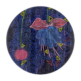 Tabua De Cortar Flor rosa e azul