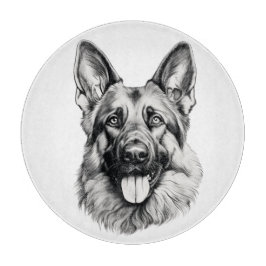 Tabua De Cortar German Shepherd Portrait Round Cutting Board