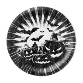 Tabua De Cortar Halloween in black and white