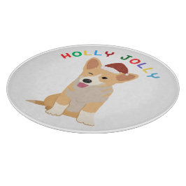 Tabua De Cortar Holly Jolly Welsh Corgi Chopping Conselho
