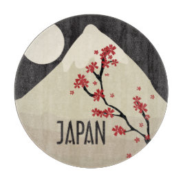 Tabua De Cortar Japão com Gráfico de Lua de Montanha e Árvore de B
