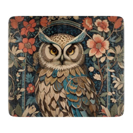 Tabua De Cortar Linda Coruja Marrom William Morris Inspirou Floral