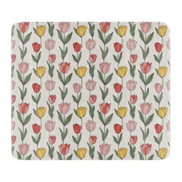 Tabua De Cortar Modern Tulip Floral Pattern Soft Botanical Spring