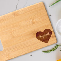 Monograma elegante Cardíaco Bamboo Charcuterie com