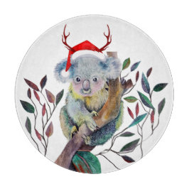 Tabua De Cortar Natal australiano Koala Santa Hat Red Green