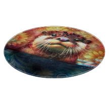 Otter Abstrato Floral Teal Laranja Vermelho Laranj