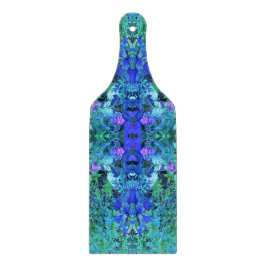 Tabua De Cortar Padrão Abstrato de Folhagem em Chartreuse e Azul
