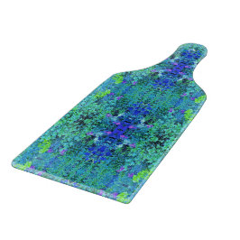 Tabua De Cortar Padrão de Folhagem Abstrata em Chartreuse e Azul