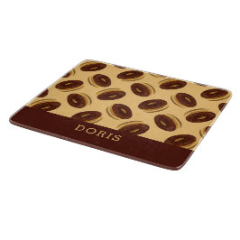 Tabua De Cortar Padrão de rosquinhas castanho-chocolate