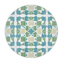 Padrão Geométrico Abstrato em Verde e Azul