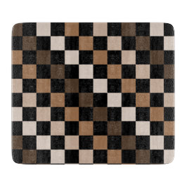 Tabua De Cortar Padrão Gingham Preto-Castanho Verificado