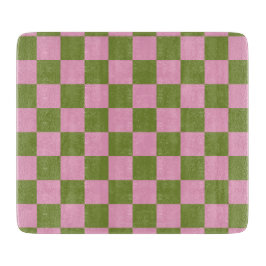 Tabua De Cortar Padrão Gingham Verdejado Rosa