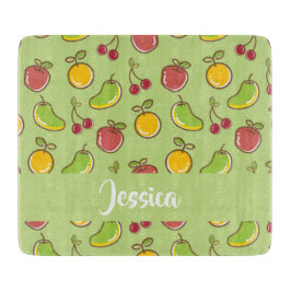 Tabua De Cortar Padrão verde de frutas de verão frescas