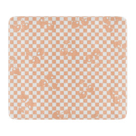 Tabua De Cortar Peach Fuzz Cherry Gingham Patterno